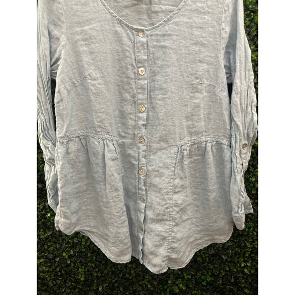 Sigrid Olsen, 100% Linen Blue Blouse, Women’s Size S - Picture 6 of 6